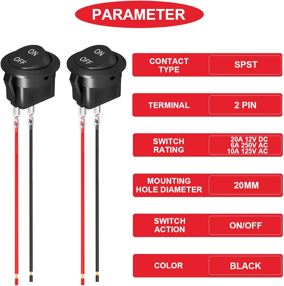 Amazon.co.jp: MKBKLLJY 16個 ラウンドロッカースイッチオンオフ
